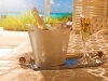 Personal butlers greet with champagne.