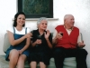 Christine Cushing enjoys good wine and good conversation with an Italian couple.