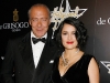 Salma Hayek stuns with her de Grisogono necklace, as she poses with its designer, Fawaz Gruosi. 