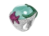 Sit by the ocean wearing this white gold set with 238 emeralds, 347 shite diamonds and 140 rubies. 